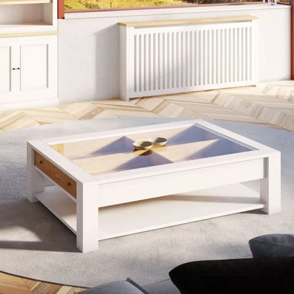 Table basse en chêne et bois massif design cottage / charme sur mesure