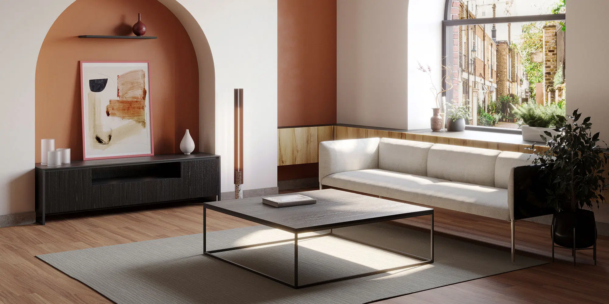 Table basse et meuble tv design scandinave métal bois
